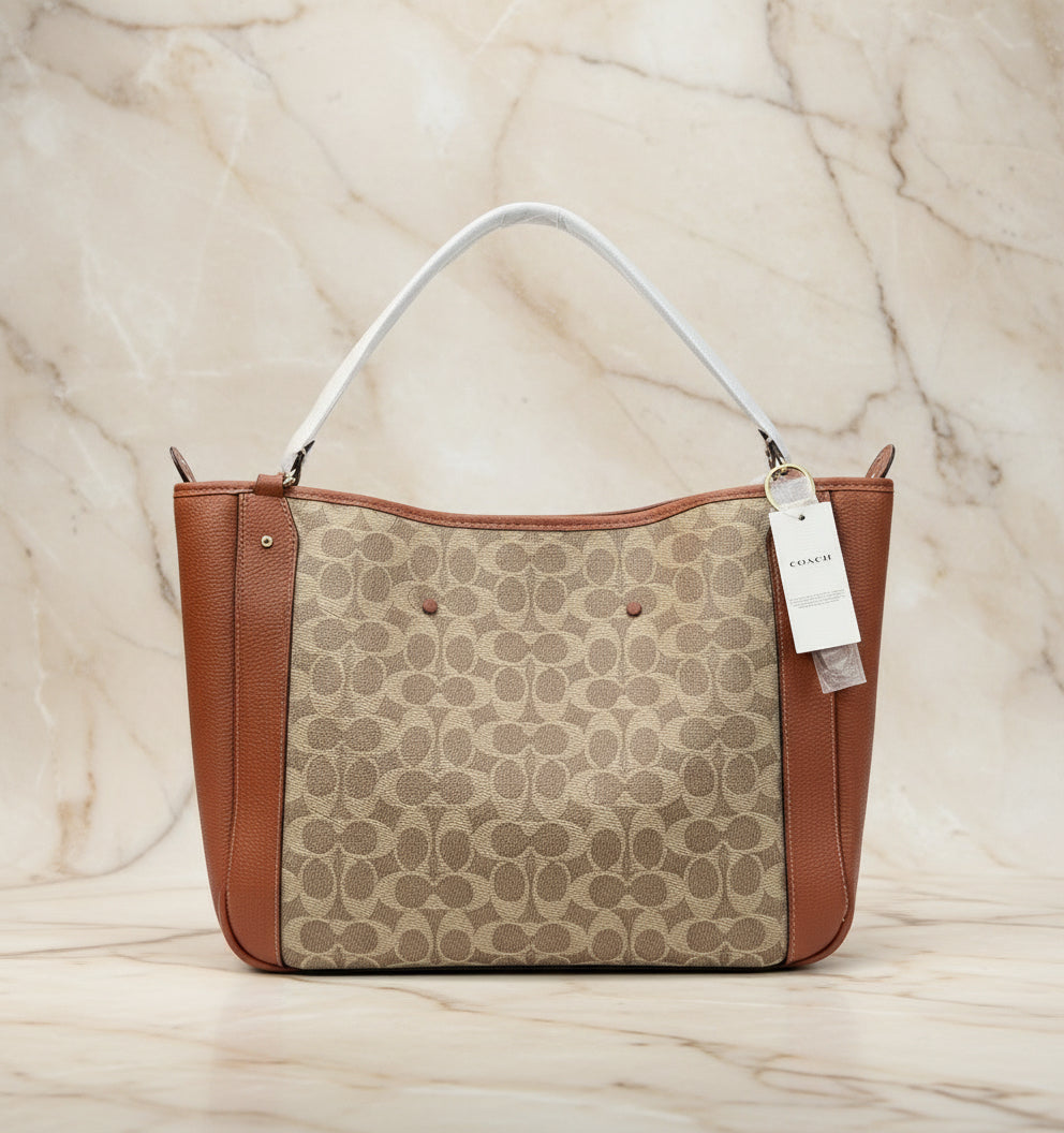 COACH ALANA ZIP TOTE IN SIGNATURE CANVAS - TAN RUST