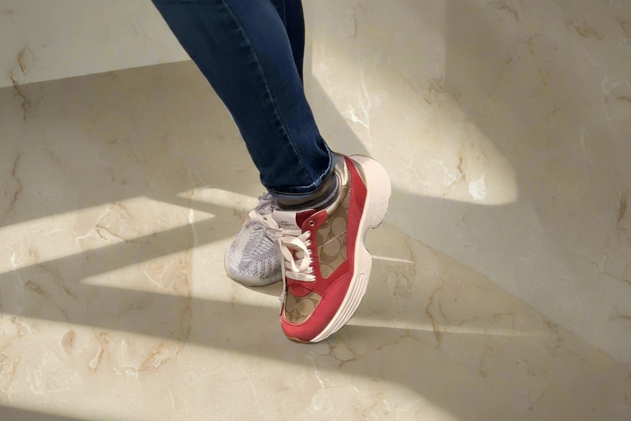 COACH JACQUARD SNEAKERS - SIG BROWN/RED