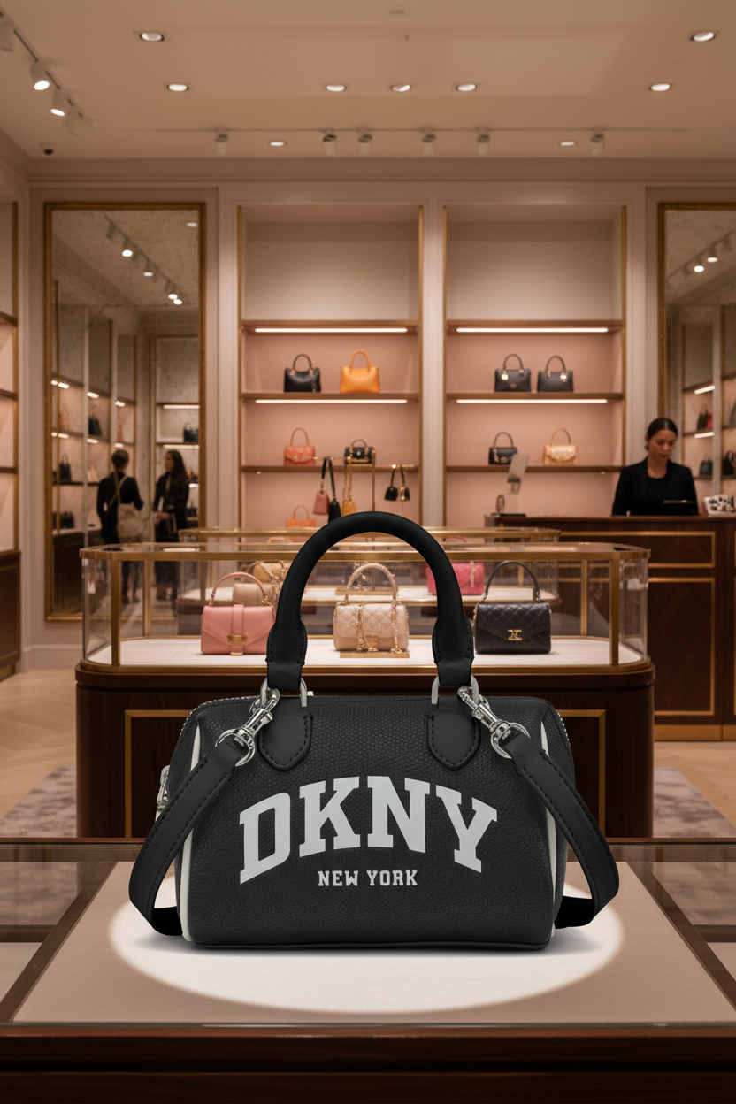 DKNY NELL SATCHEL - MINI - BLACK/MARSMALLOW