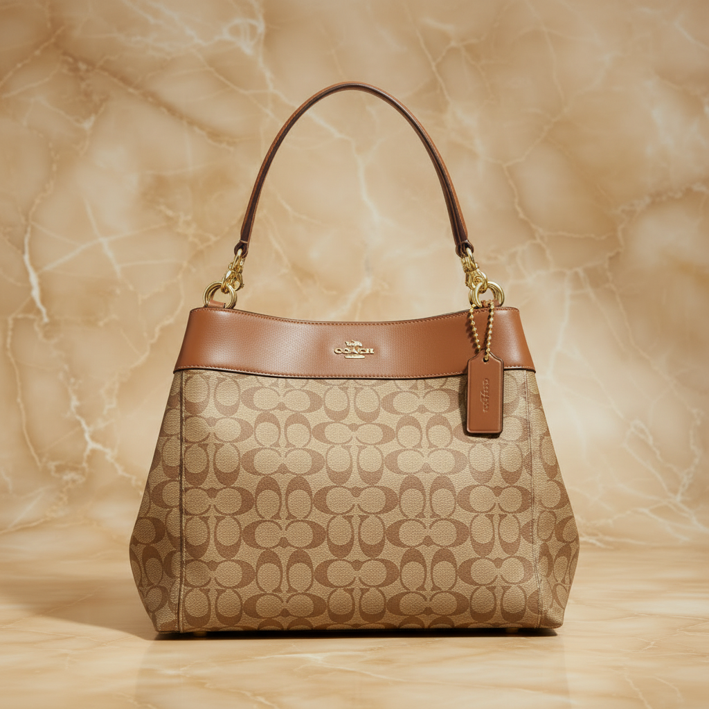 SALE‼️‼️‼️COACH LEXY SHOULDER BAG IN SIGNATURE KHAKI/SADDLE