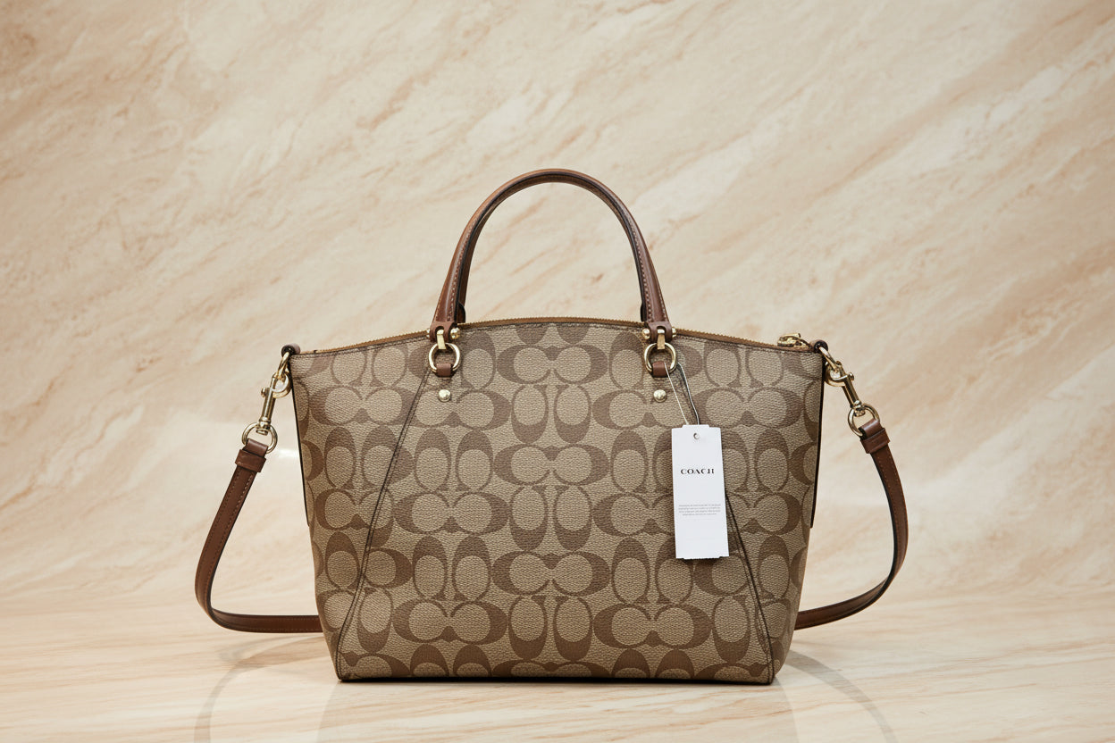 COACH SMALL PRAIRIE SATCHEL IN SIGNATURE CANVAS KHAKI BROWN