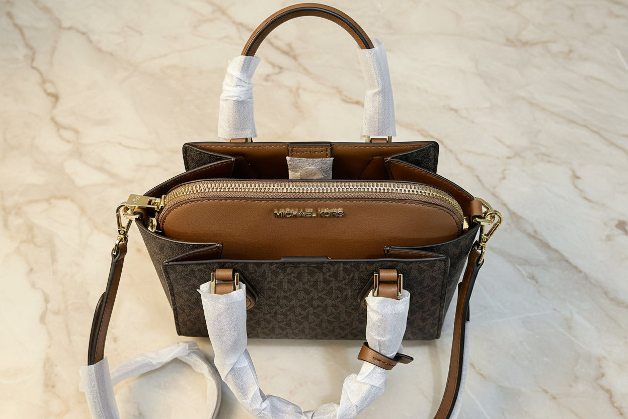 MICHAEL KORS SMALL DARIA 3 in 1 SATCHEL -  BROWN ACORN