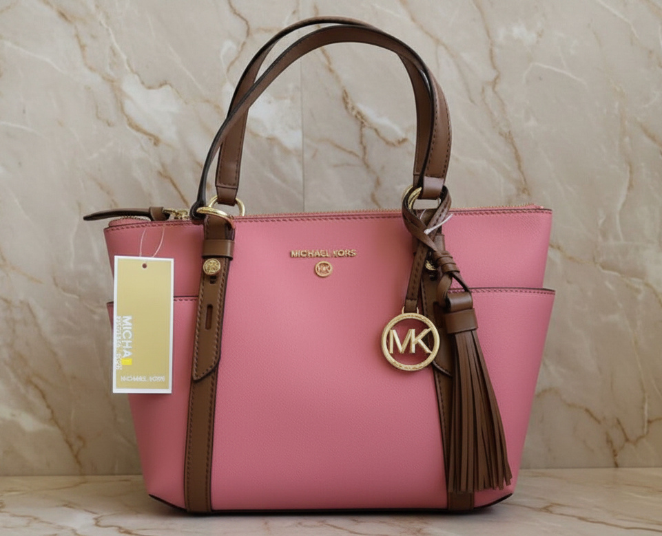MICHAEL KORS SULLIVAN SATCHEL SMALL - SAFFIANO LEATHER - TEA ROSE MULTI
