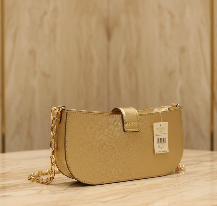 MICHAEL KORS CARMEN POUCHETTE SHOULDER BAG ONLY - PALE GOLD