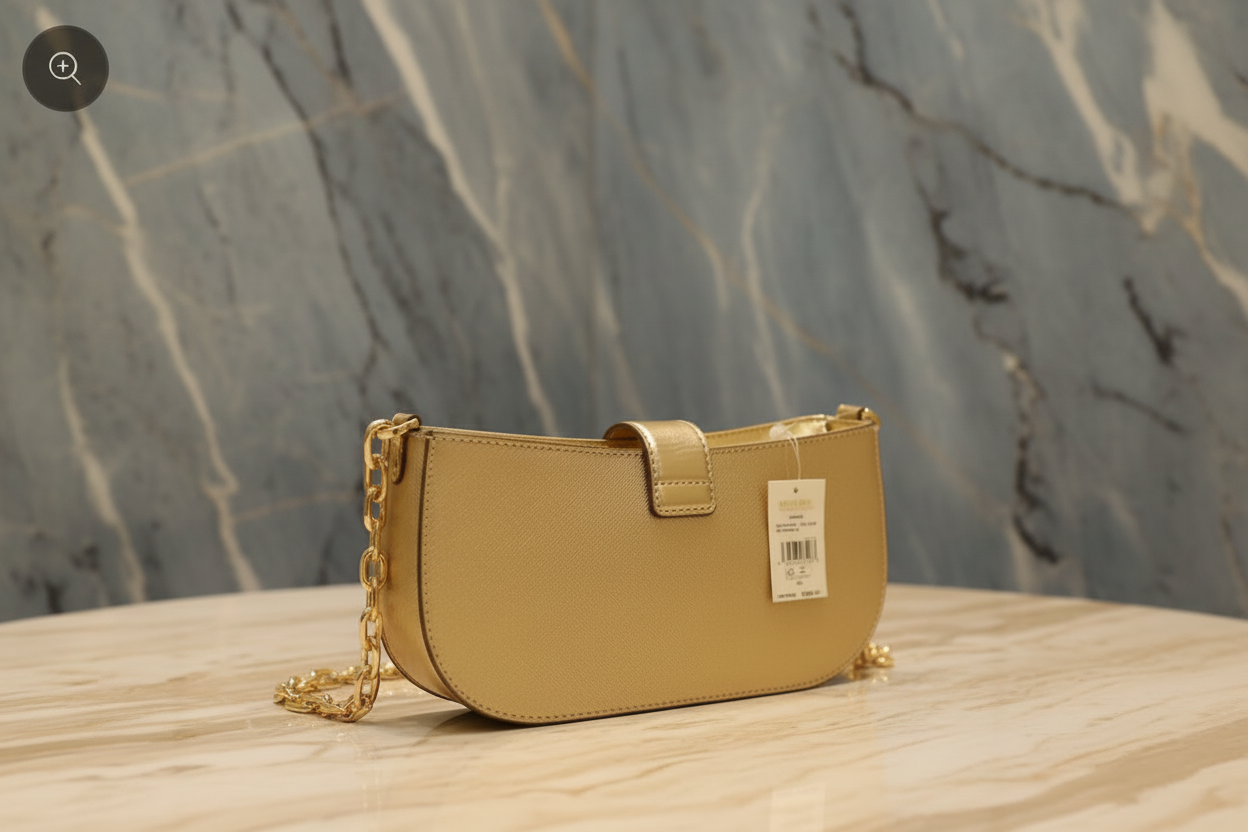MICHAEL KORS CARMEN POUCHETTE SHOULDER BAG ONLY - PALE GOLD