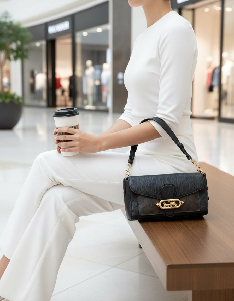 COACH JADE SHOULDER BAG/CROSSBODY BAG - SIGNATURE CANVAS & PEBBLE LEATHER