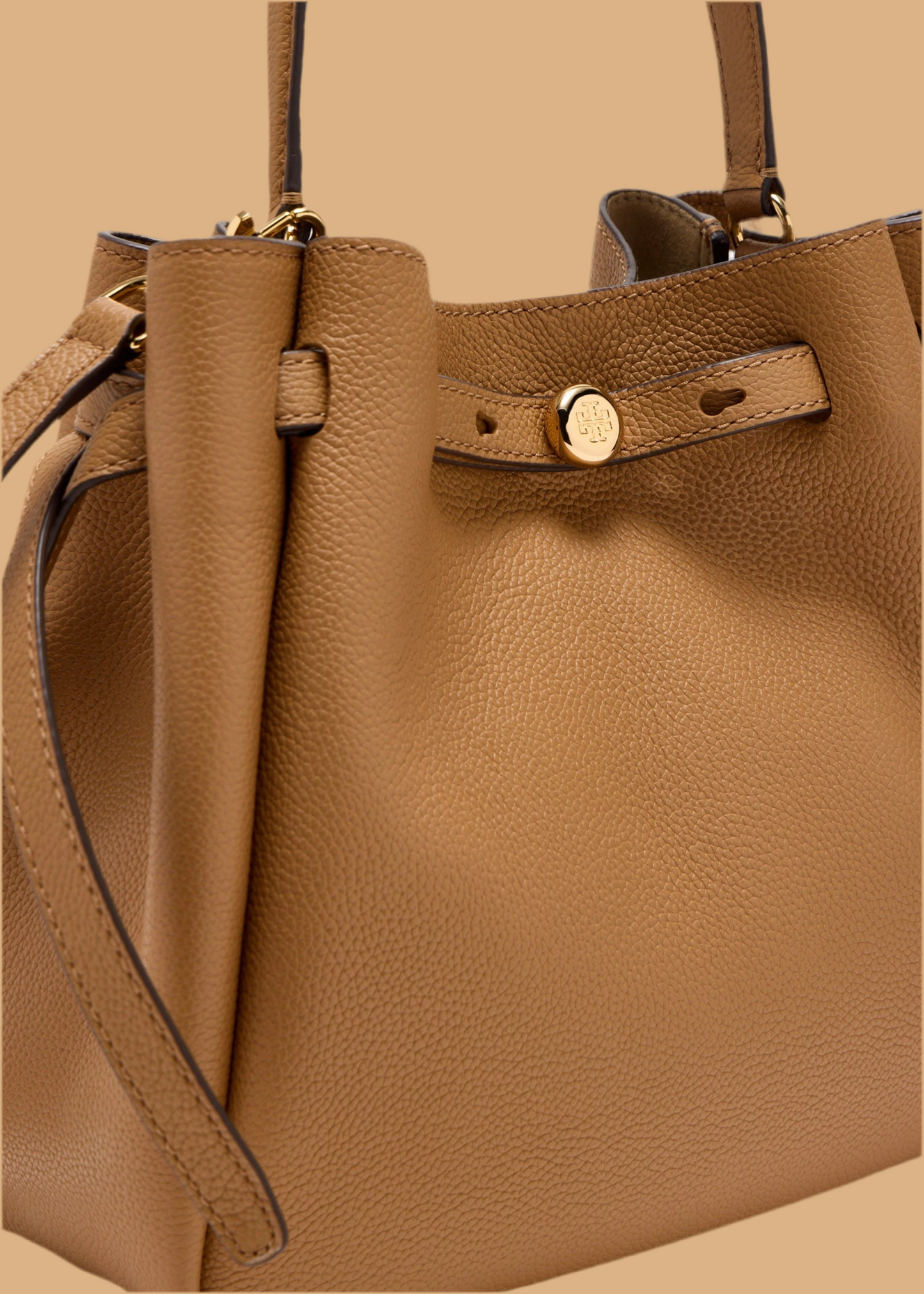 SALE!!! WITH CREASE IN FRONT DUE TO CARGO HANDLING - TORY BURCH SMALL ROMY BUCKET - BROWN