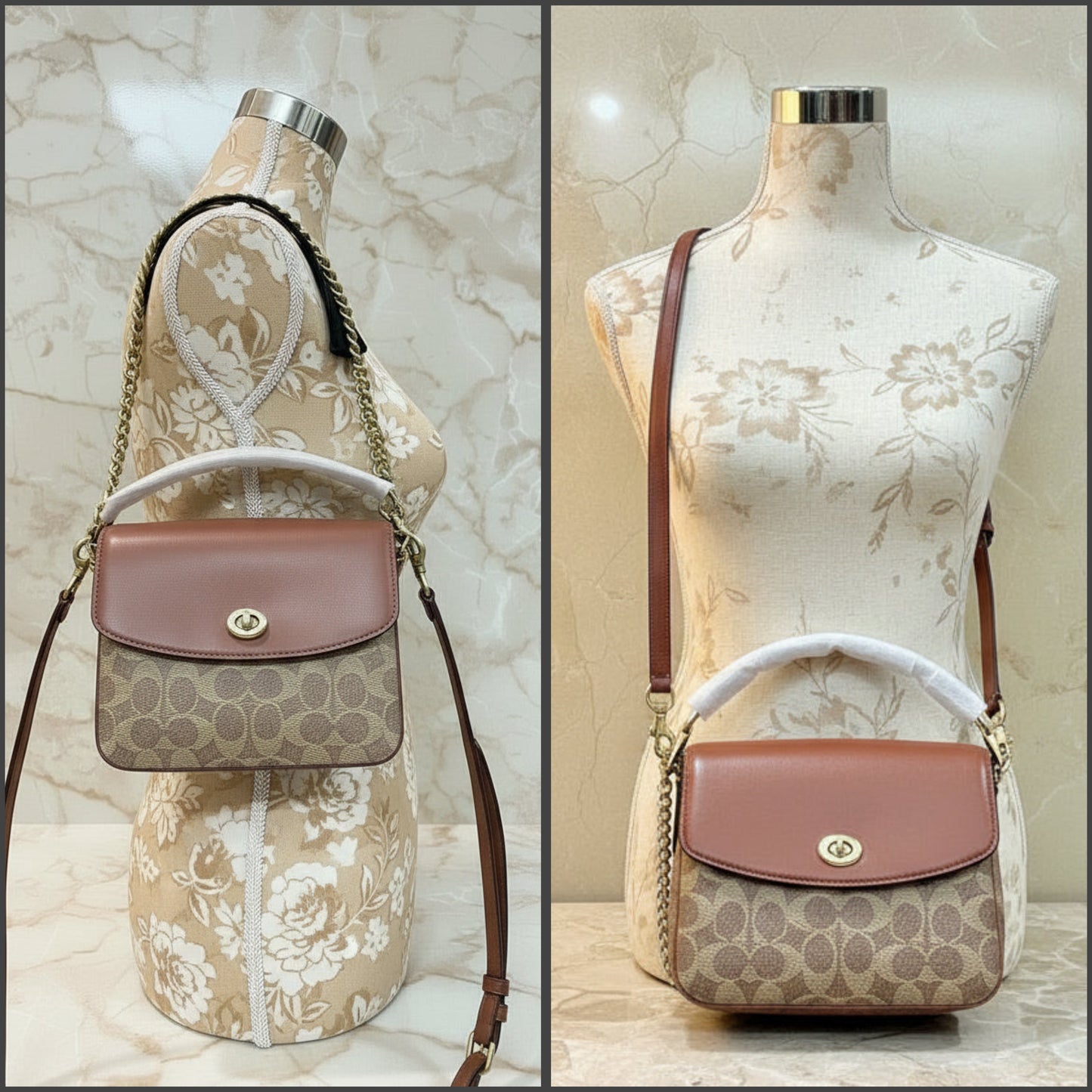 COACH CASSIE 19 3 in 1/ 3 STRAP IN SIGNATURE CANVAS - TAN RUST - MISSING PRICE TAG