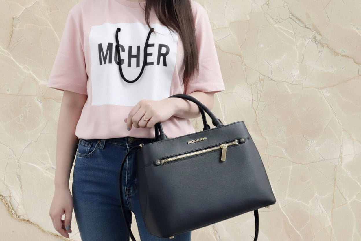 MICHAEL KORS HAILEE LARGE SAFFIANO LEATHER SATCHEL