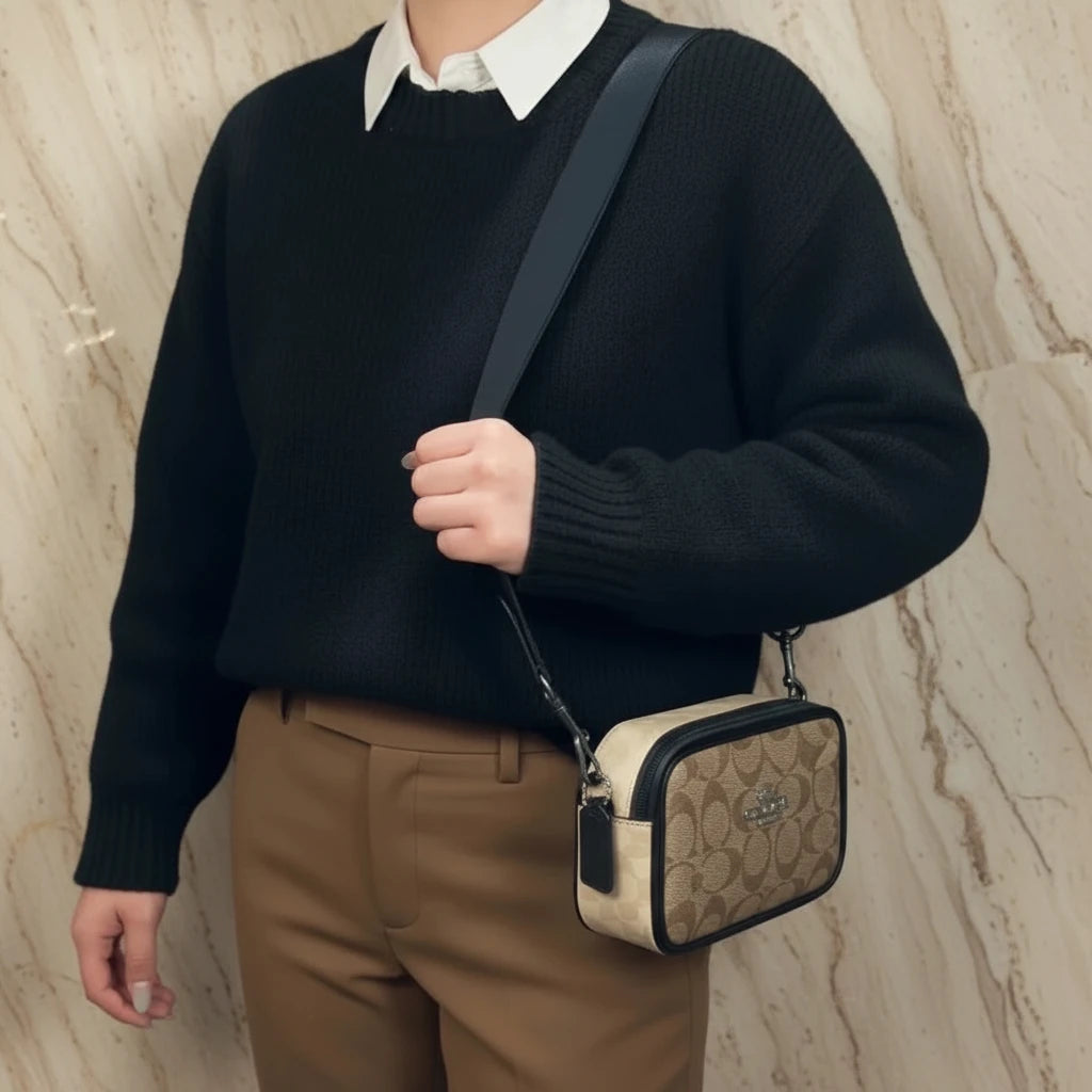 COACH WYATT CAMERA BAG - MULTI COLOR BLOCKED SAND/TAN
