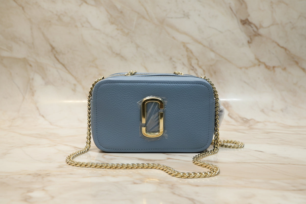 MARC JACOBS GLAM SHOT 21 PEBBLE CALF LEATHER - BLUE
