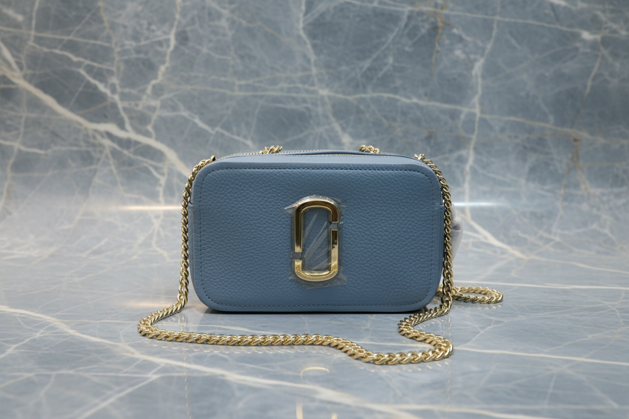 MARC JACOBS GLAM SHOT 21 PEBBLE CALF LEATHER - BLUE