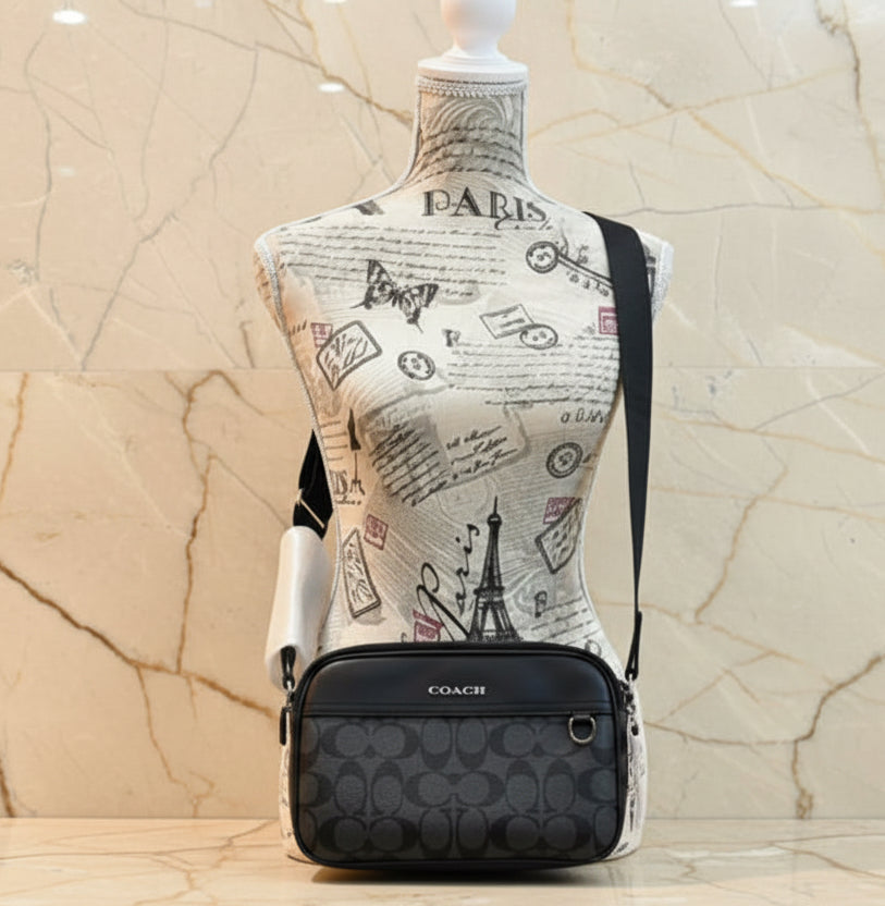 COACH GRAHAM CROSSBODY - SIGNATURE COATED CANVAS/CHARCOAL BLACK