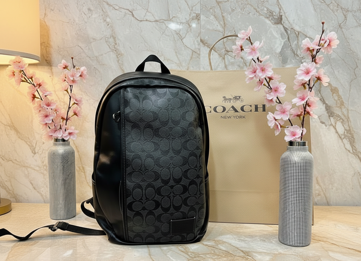COACH LARGE BACKPACK - SIGNATURE CHARCOAL BLACK