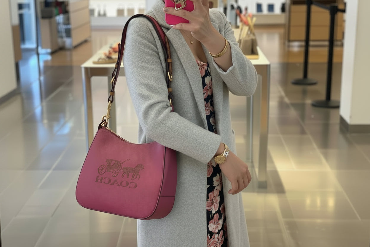 SALE‼️‼️COACH JES HOBO SHOULDER BAG - ROUGE/SILVER