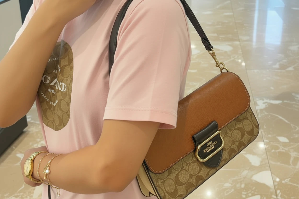 حقيبة كتف/حقيبة كروس بودي من كوتش مورغان بتصميم متعدد الألوان - كاكي متعدد