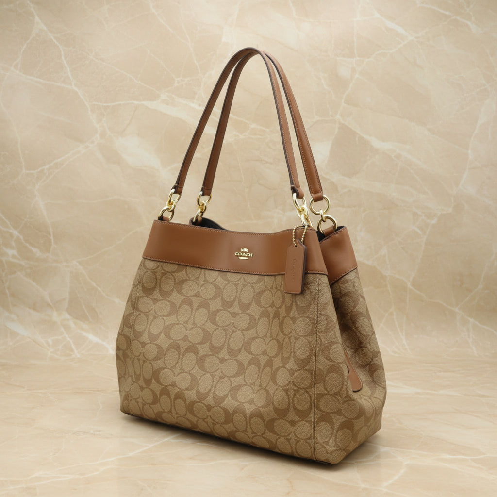 SALE‼️‼️‼️COACH LEXY SHOULDER BAG IN SIGNATURE KHAKI/SADDLE