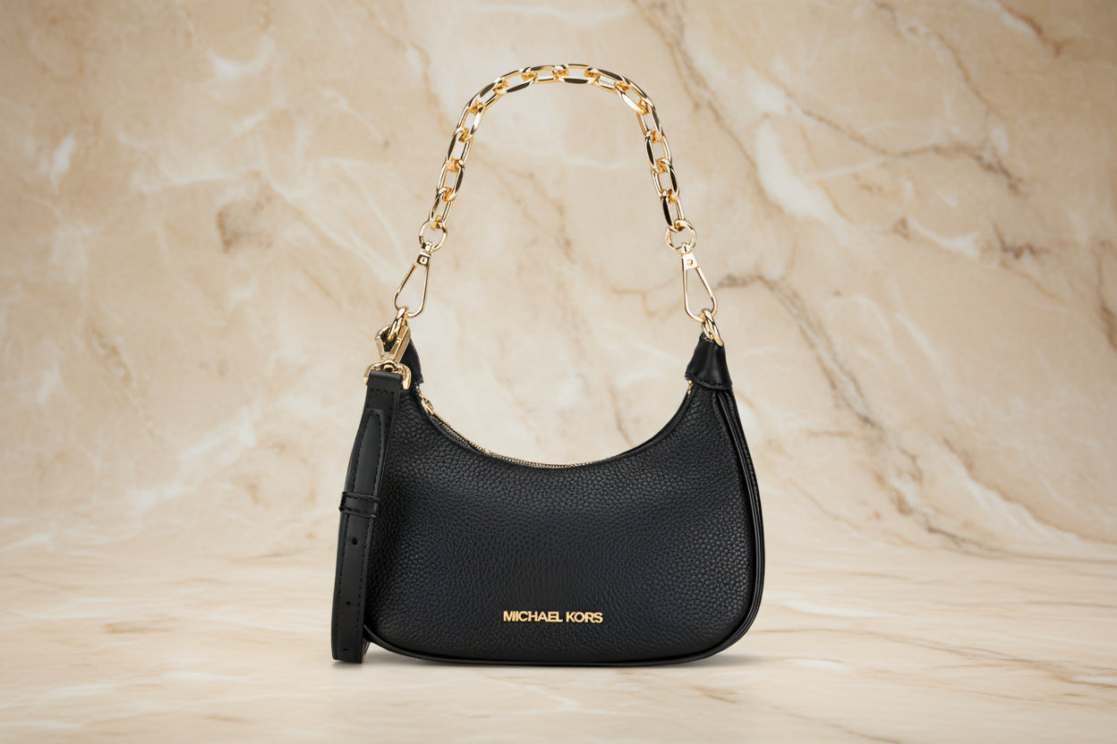 MICHAEL KORS MINI CORA CHAIN SHOULDER BAG/CROSSBODY BAG - BLACK