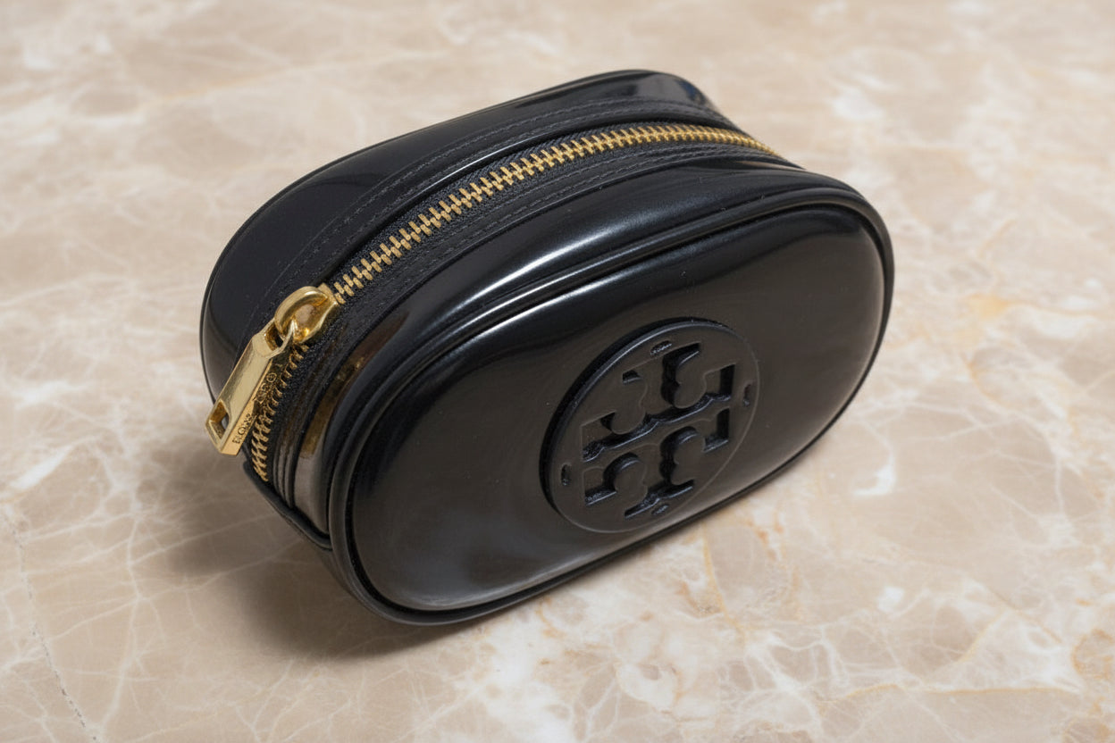 TORY BURCH SMALL ENAMEL COSMETIC POUCH