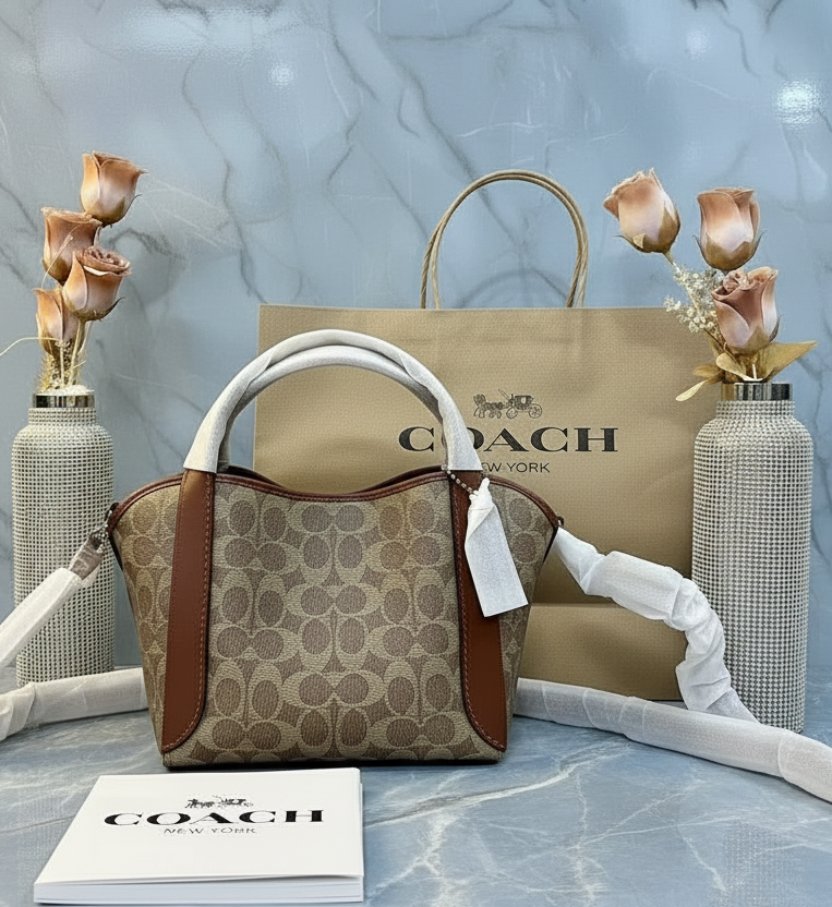 COACH HADLEY HOBO 21 - SIGNATURE CANVAS TAN RUST