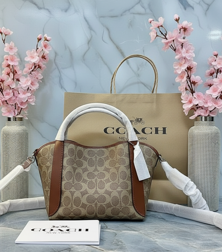 COACH HADLEY HOBO 21 - SIGNATURE CANVAS TAN RUST
