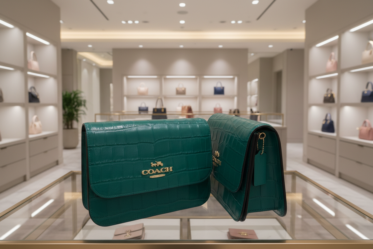 حقيبة كروسبودي كوتش برين ذات غطاء قلاب - لون اليشم