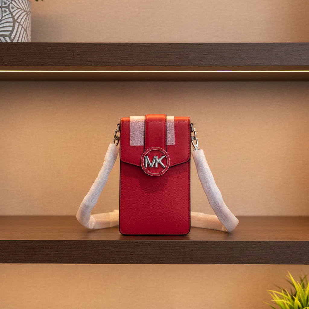MICHAEL KORS CARMEN SMARTPHONE CROSSBODY - RED