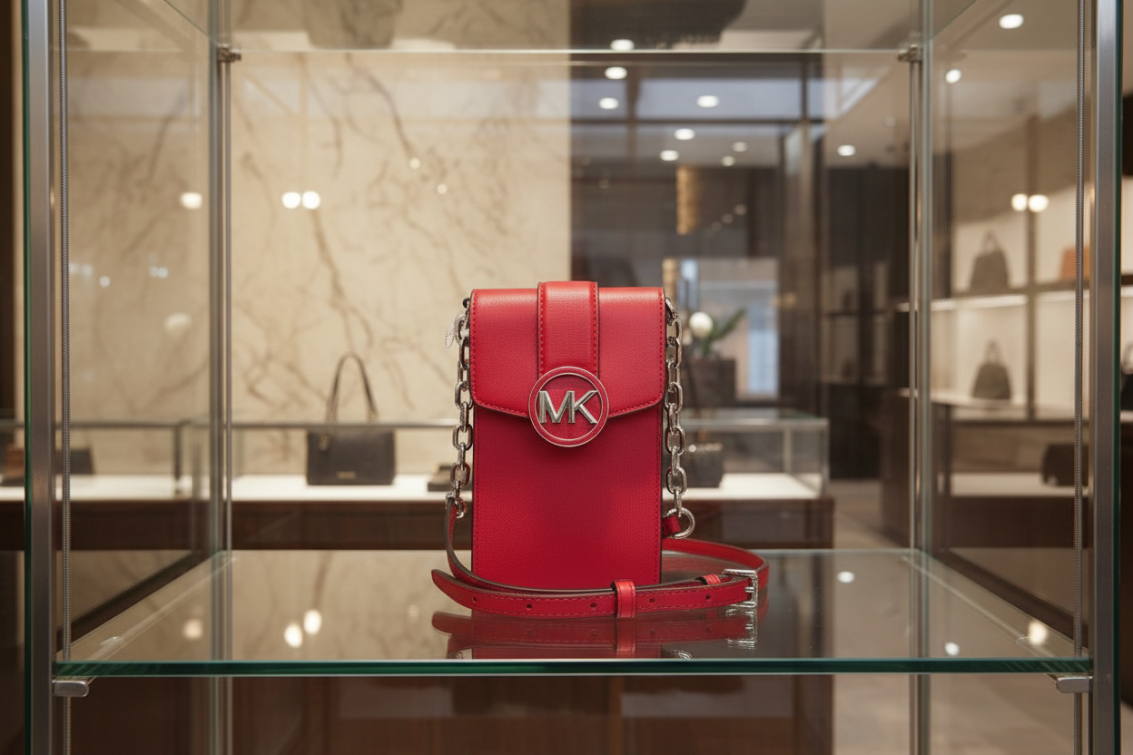 MICHAEL KORS CARMEN SMARTPHONE CROSSBODY - RED