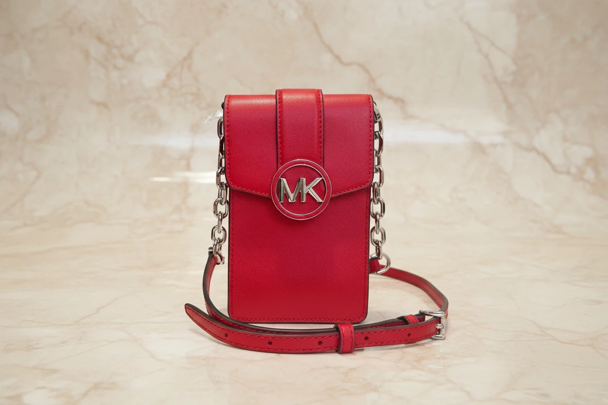 MICHAEL KORS CARMEN SMARTPHONE CROSSBODY - RED