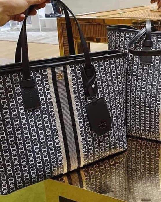 TORY BURCH GEMINI LINK ZIP TOP TOTE SMALL CANVAS