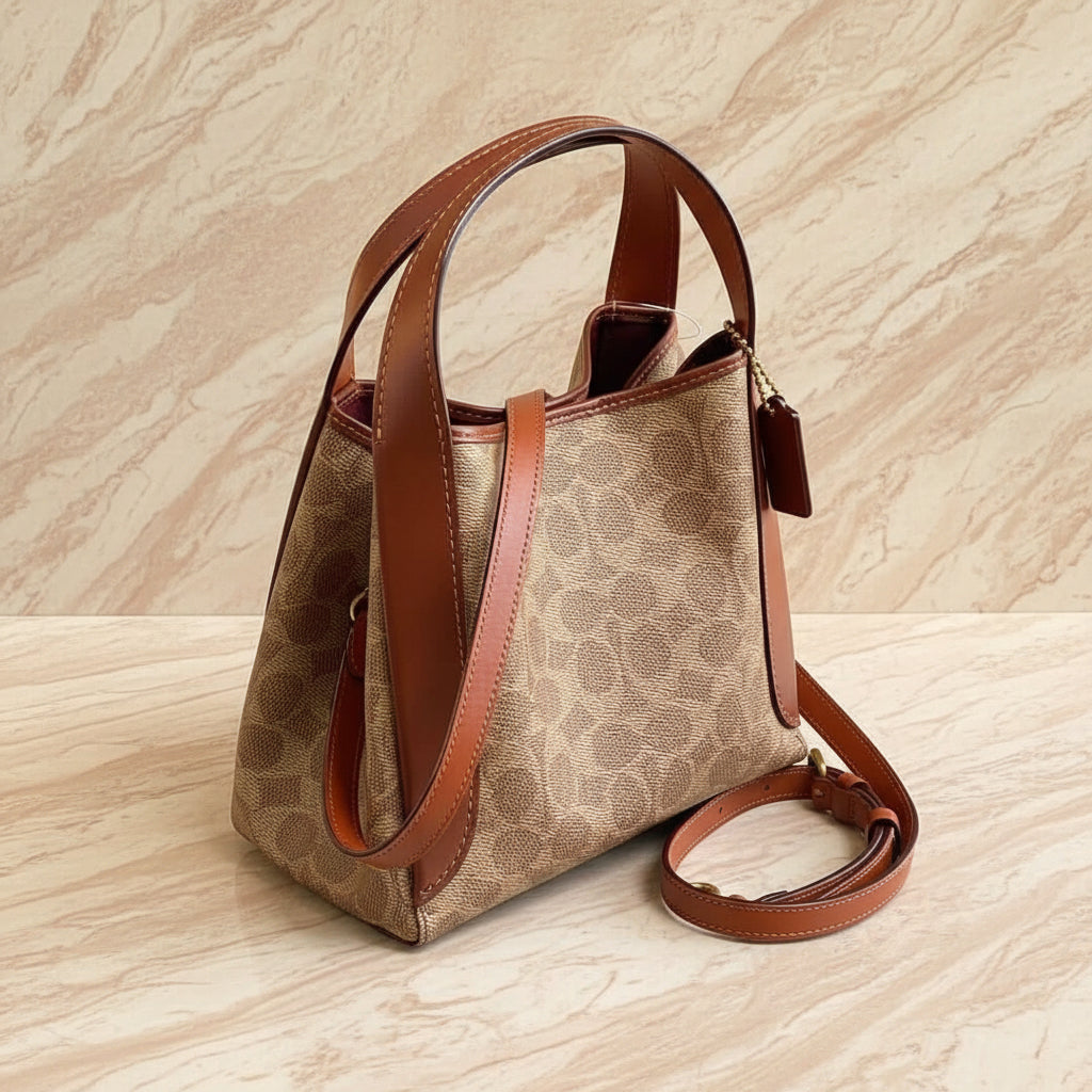 COACH HADLEY HOBO 21 - SIGNATURE CANVAS TAN RUST