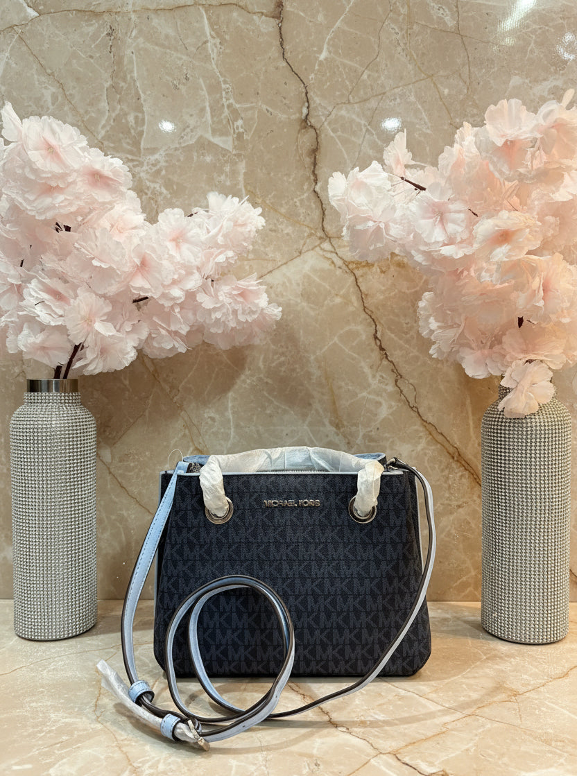 MICHAEL KORS SMALL TEAGEN LEATHER SATCHEL - SIGNATURE ADMIRAL BLUE