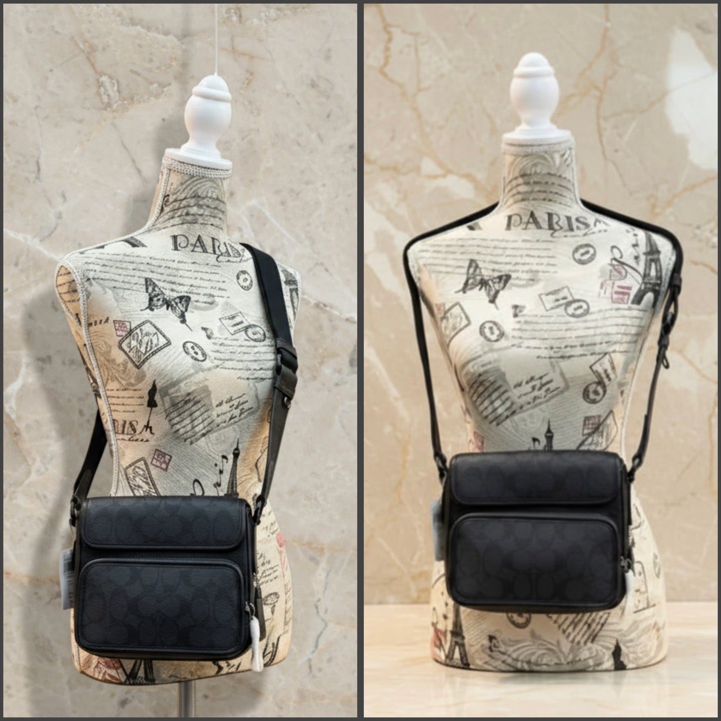 COACH SULLIVAN FLAP CROSSBODY - SIGNATURE CANVAS/CHARCOAL BLACK