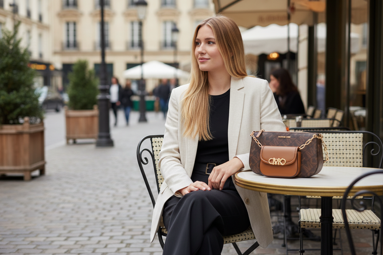 MICHAEL KORS EMPIRE SIGNATURE LOGO 2-IN-1 CROSSBODY BAG ( FROM BOUTIQUE STORE )