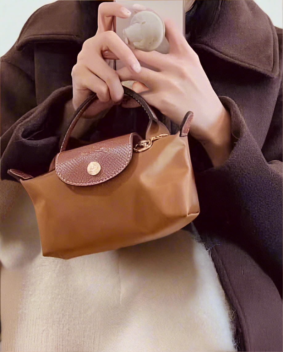 حقيبة لونغشامب مايكرو لو بلياج مع حزام - بني