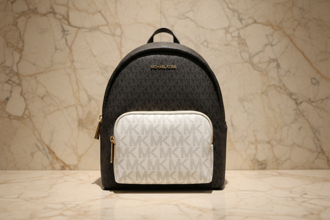 MICHAEL KORS MEDIUM ERIN BACKPACK SIGNATURE BLACK/WHITE