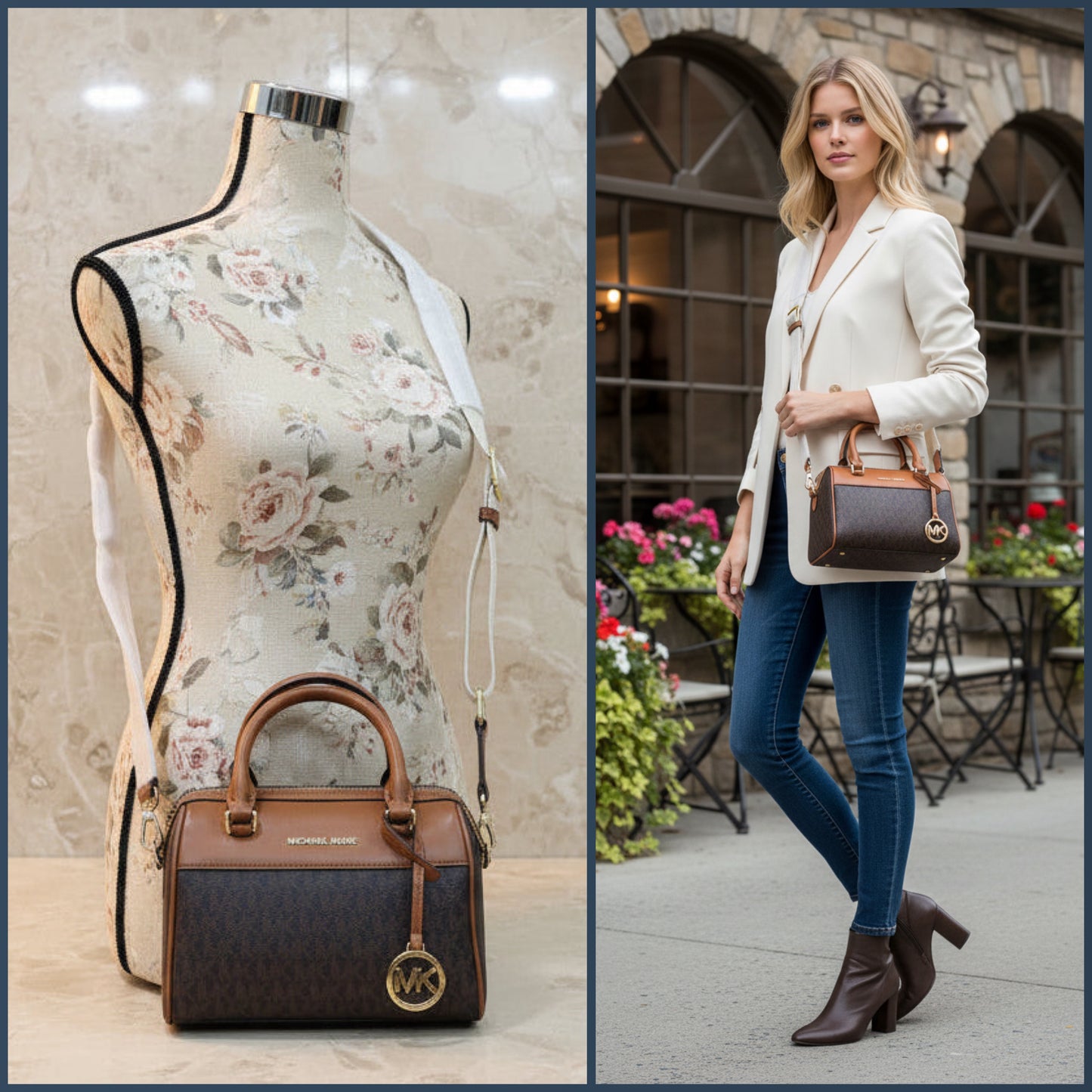MICHAEL KORS XS TRAVEL DUFFLE CROSSBODY IN SIGNATURE BROWN