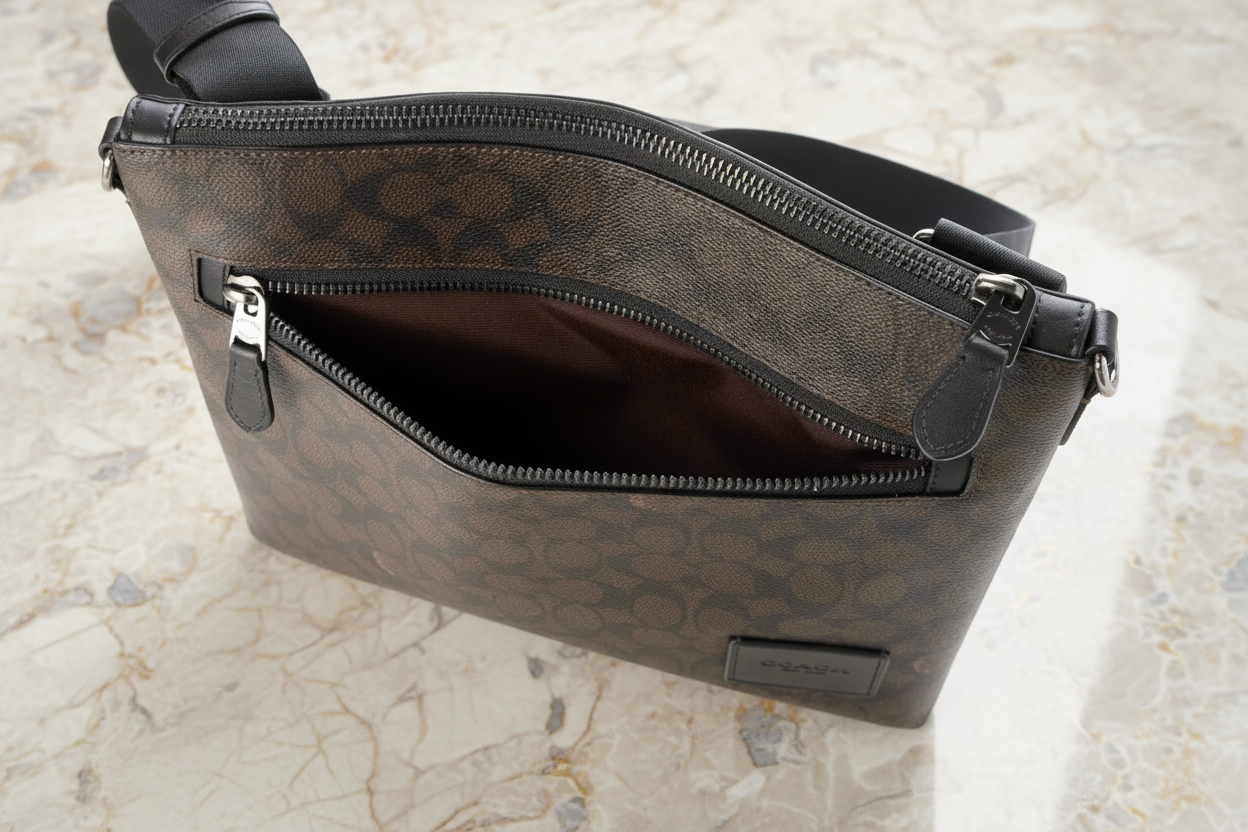 COACH CARRIER CROSSBODY BAG IN SIGNATURE CANVAS - MAHOGANY COLOR