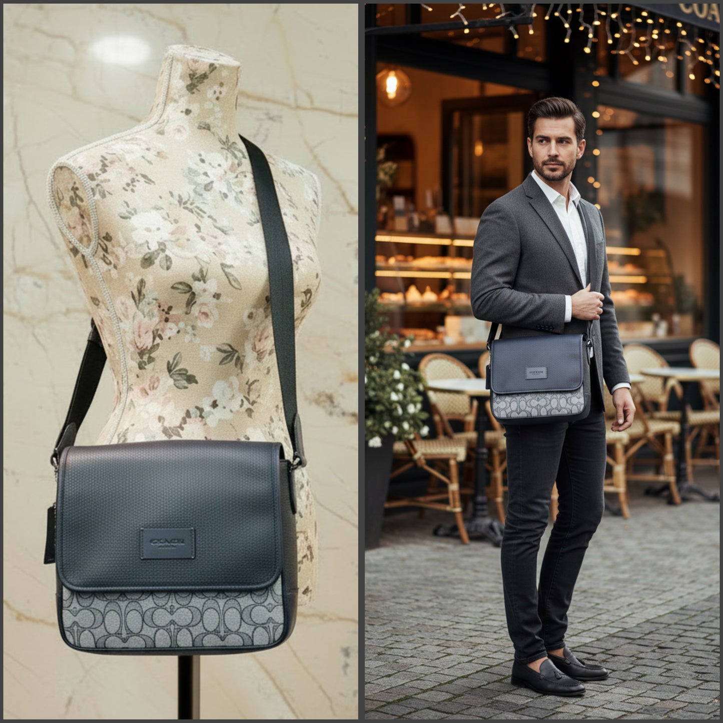 COACH SPRINT MAP BAG 25 SIGNATURE JACQUARD BLUE