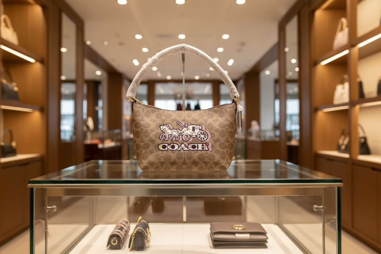 حقيبة كتف/حقيبة كروس بودي من كوتش بايتون بنقشة الحصان والعربة المميزة