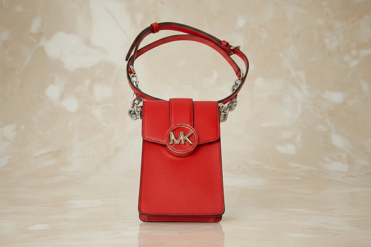 MICHAEL KORS CARMEN SMARTPHONE CROSSBODY - RED