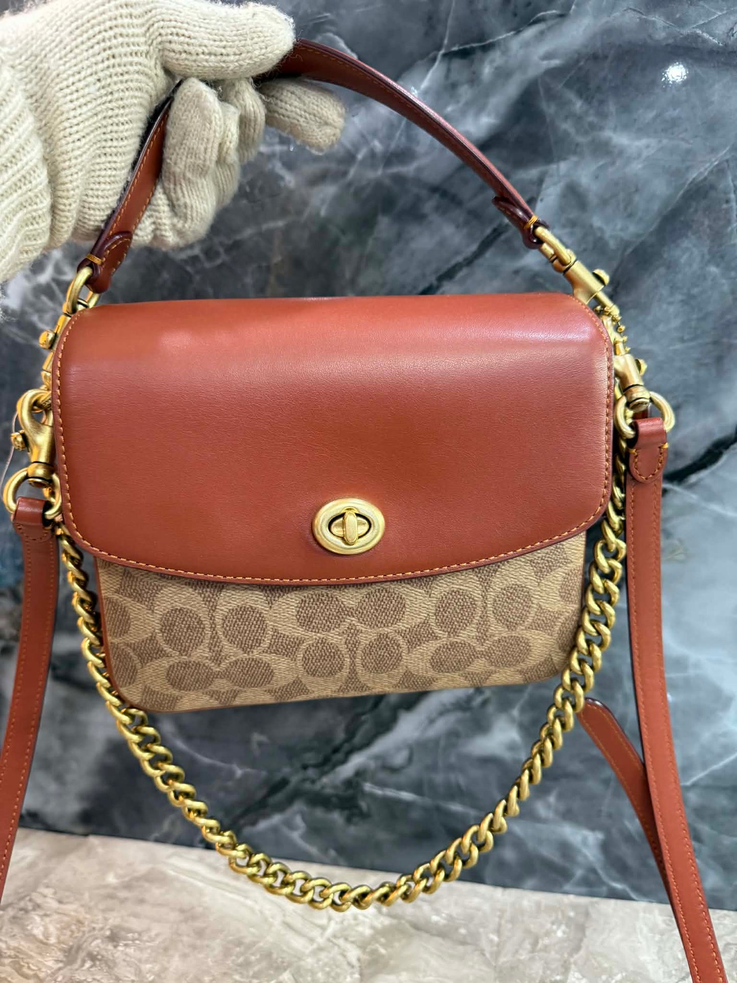 COACH CASSIE 19 3 in 1/ 3 STRAP IN SIGNATURE CANVAS - TAN RUST - MISSING PRICE TAG