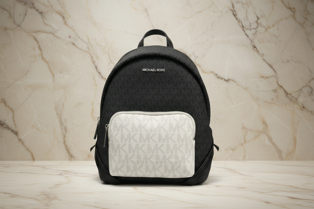 MICHAEL KORS MEDIUM ERIN BACKPACK SIGNATURE BLACK/WHITE