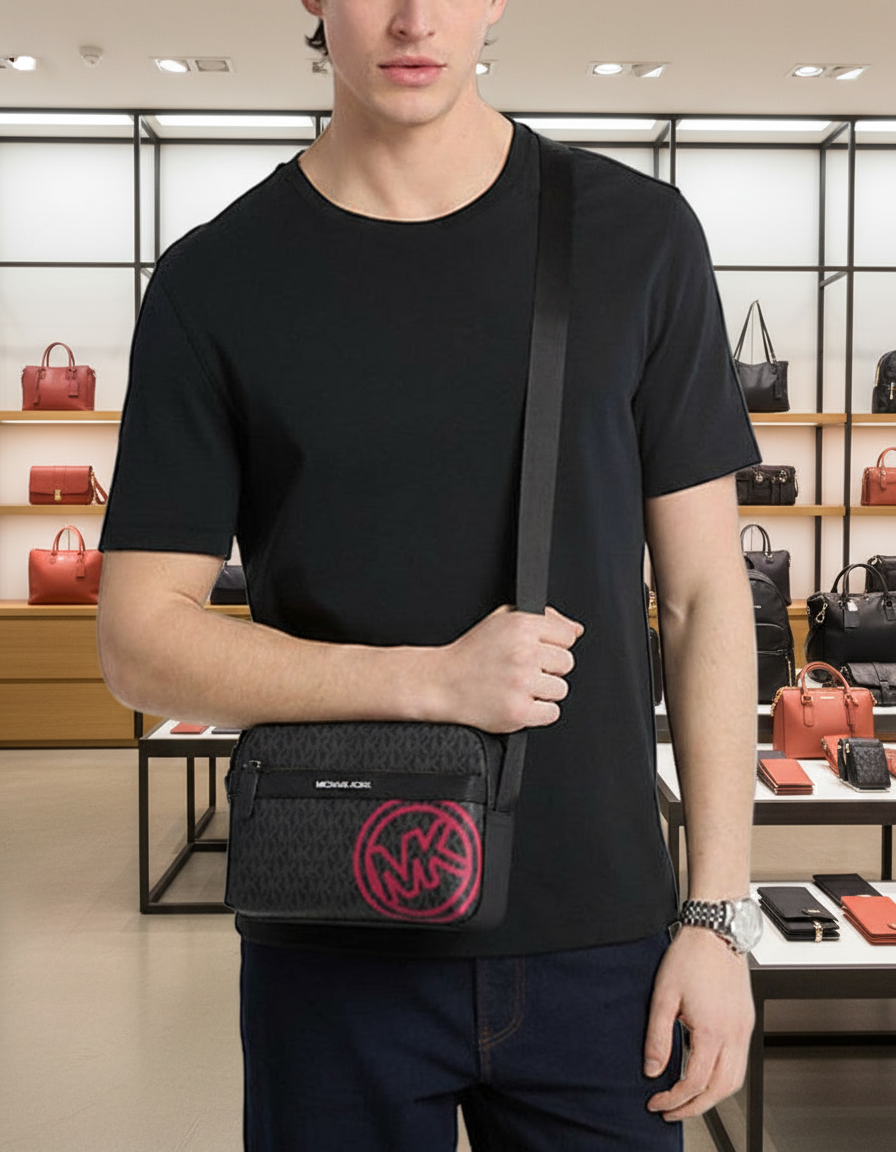 MICHAEL KORS COOPER EMBELISHED SIGNATURE LOGO UTILITY CROSSBODY