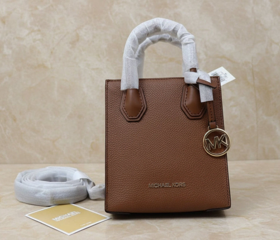 MICHAEL KORS MERCER XS MINI SHOPPER TOTE LEATHER - BROWN CARAMEL HUE