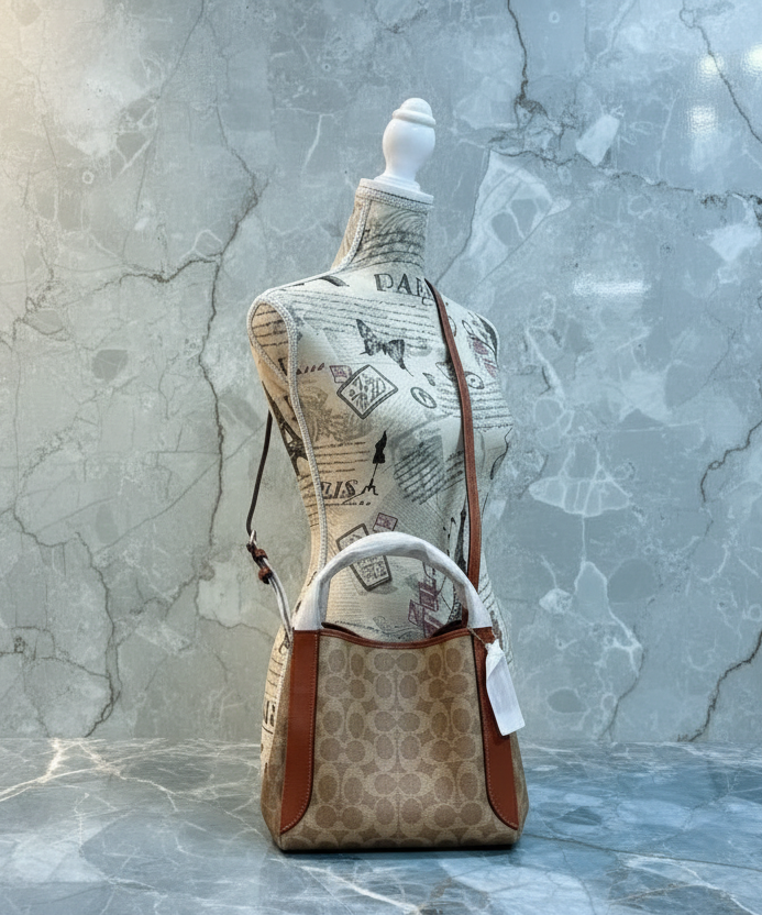 COACH HADLEY HOBO 21 - SIGNATURE CANVAS TAN RUST