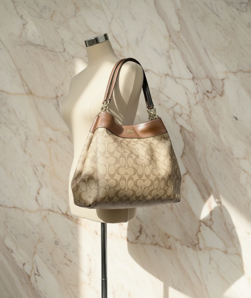 SALE‼️‼️‼️COACH LEXY SHOULDER BAG IN SIGNATURE KHAKI/SADDLE