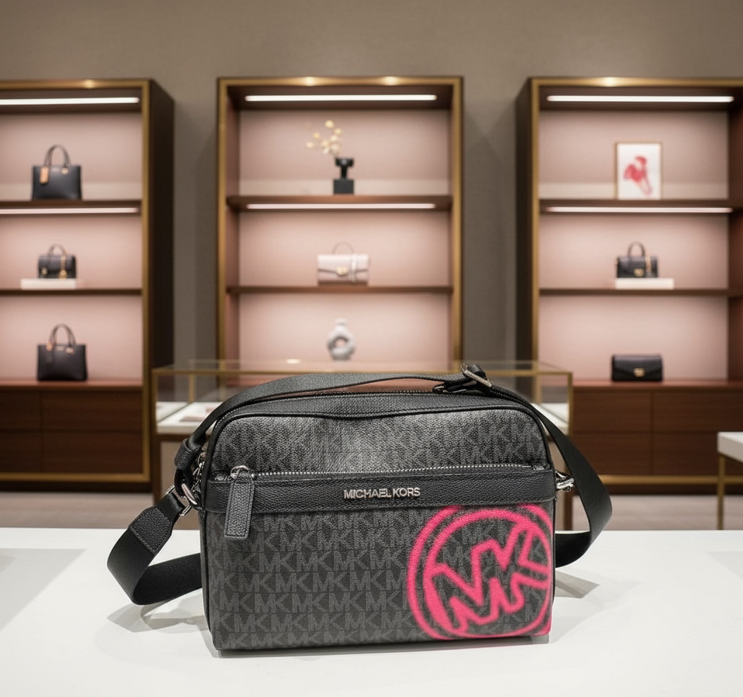 MICHAEL KORS COOPER EMBELISHED SIGNATURE LOGO UTILITY CROSSBODY