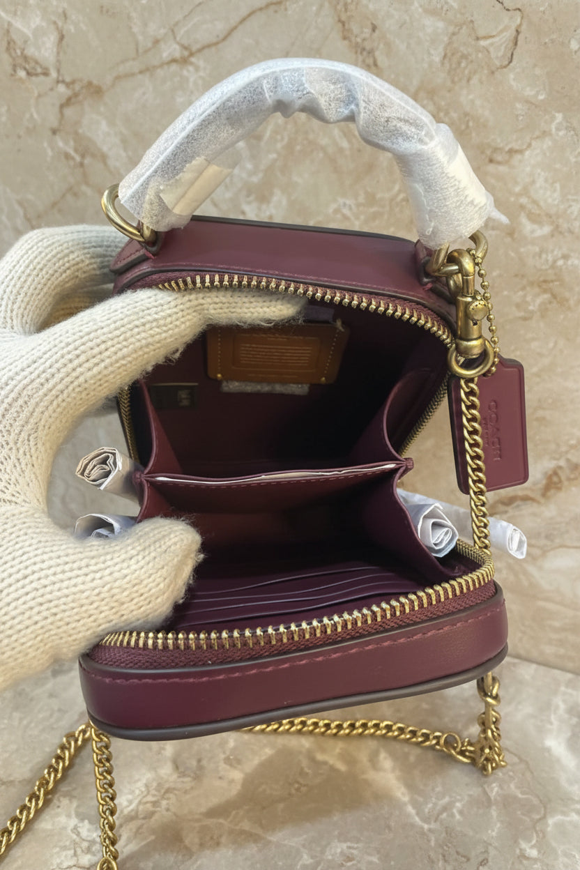 COACH ALIE PHONE CROSSBODY BAG IN SIGNATURE JACQUARD - OAK MAPLE ( FR. BOUTIQUE STORE )