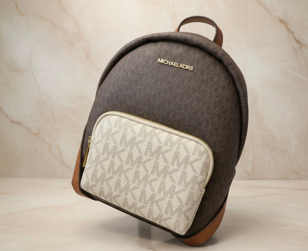 MICHAEL KORS MEDIUM ERIN BACKPACK - SIGNATURE BROWN/WHITE